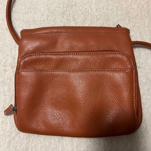Tignanello Orange Brown Gen Leather Crossbody Bag - Picture 5 of 14